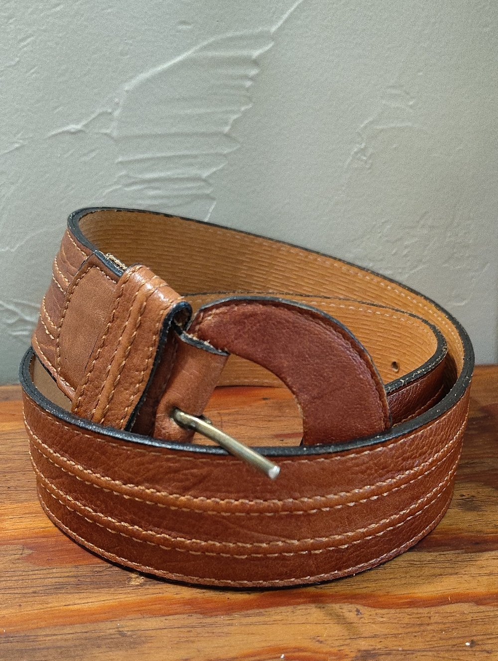 Aimee Lynn Leather Brown With Stitching Belt 41"